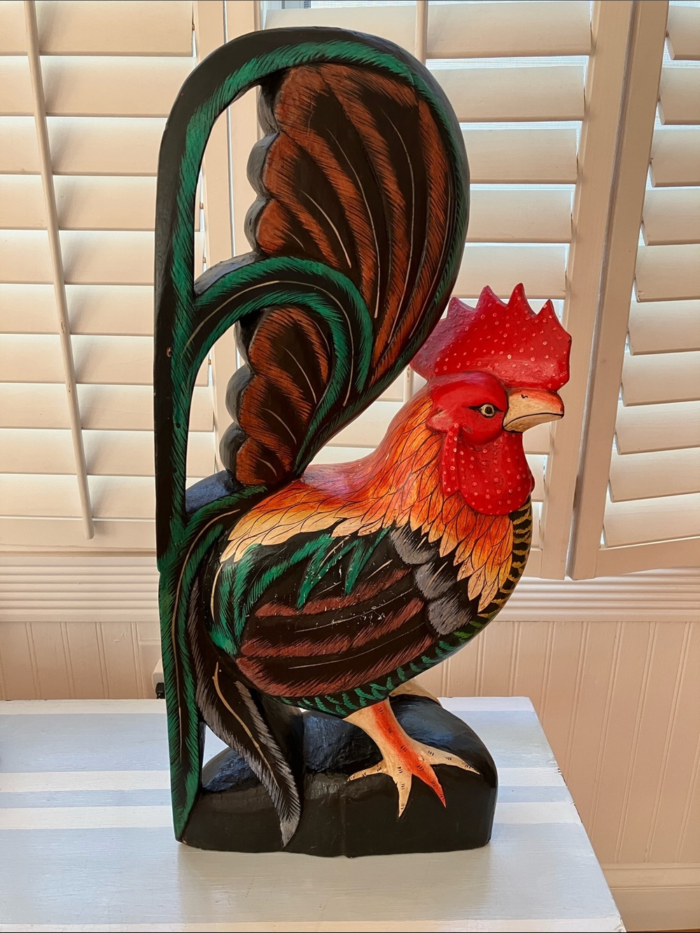 Colorful 23” Tall Decorative Wooden Rooster